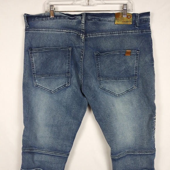 Demolition Statement Jeans Men's Size 40 x 31 Distressed Zipper Pockets - Picture 8 of 10